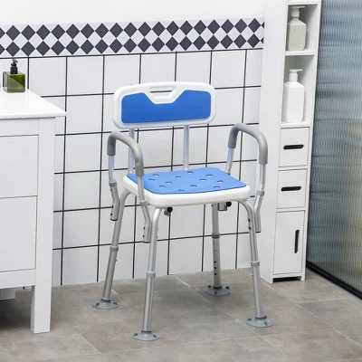 HOMCOM EVA Padded Shower Chair With Arms And Back, Bath Seat With Adjustable Height, Anti-slip Shower Bench For Seniors, Disabled, Tool-Free Assembly 4 HOMCOM EVA Padded Shower Chair With Arms And Back, Bath Seat With Adjustable Height, Anti-slip Shower Bench For Seniors, Disabled, Tool-Free Assembly - Image 2