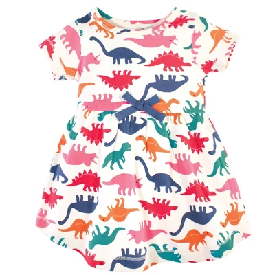Touched By Nature Baby And Toddler Girl Organic Cotton Short-Sleeve Dresses 2pk, Dinosaurs 4 Touched By Nature Baby And Toddler Girl Organic Cotton Short-Sleeve Dresses 2pk, Dinosaurs - Image 2