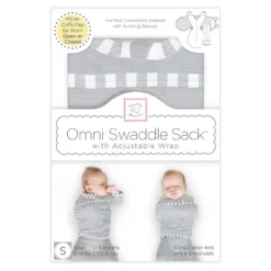 Omni Swaddle Wrap & Arms Up Sleeves & Mitten Cuffs - Heathered Gray With Stripe Trim 0-3 Months -Baby Trend Store GUEST 1259280f a39a 48f4 98d8 30d733510c43
