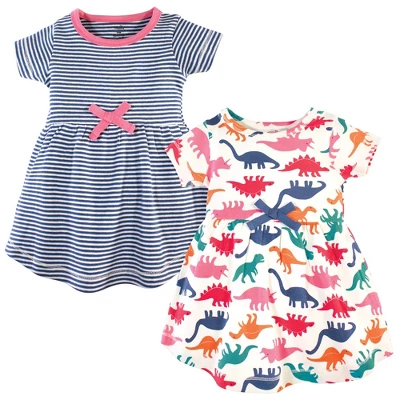Touched By Nature Baby And Toddler Girl Organic Cotton Short-Sleeve Dresses 2pk, Dinosaurs 5 Touched By Nature Baby And Toddler Girl Organic Cotton Short-Sleeve Dresses 2pk, Dinosaurs - Image 3
