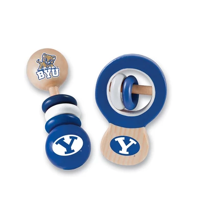 Baby Fanatic Wood Rattle 2 Pack - NCAA BYU Cougars Baby Toy Set 3 Baby Fanatic Wood Rattle 2 Pack - NCAA BYU Cougars Baby Toy Set