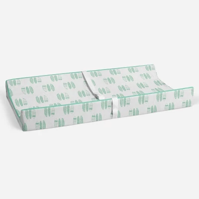Bacati - Noah Mint Feathers Quilted Muslin Changing Pad Cover 5 Bacati - Noah Mint Feathers Quilted Muslin Changing Pad Cover - Image 3