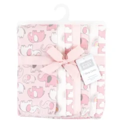 Hudson Baby Infant Girl Cotton Flannel Burp Cloths, Girl New Elephant 7-Pack, One Size