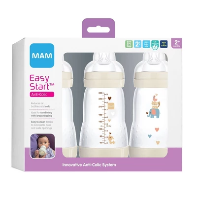 MAM Easy Start Anti-Colic Baby Bottles 2m+ - 9oz/3pk - Unisex 3 MAM Easy Start Anti-Colic Baby Bottles 2m+ - 9oz/3pk - Unisex