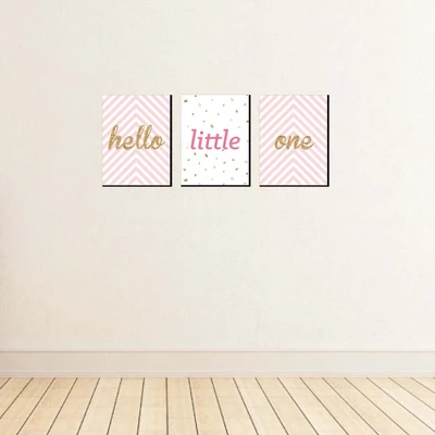 Big Dot Of Happiness Hello Little One - Pink And Gold - Baby Girl Nursery Wall Art & Kids Room Decor - Gift Ideas - 7.5 X 10 Inches - Set Of 3 Prints 4 Big Dot Of Happiness Hello Little One - Pink And Gold - Baby Girl Nursery Wall Art & Kids Room Decor - Gift Ideas - 7.5 X 10 Inches - Set Of 3 Prints - Image 2