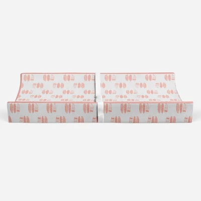 Bacati - Olivia Coral Feathers Quilted Muslin Changing Pad Cover 7 Bacati - Olivia Coral Feathers Quilted Muslin Changing Pad Cover - Image 5