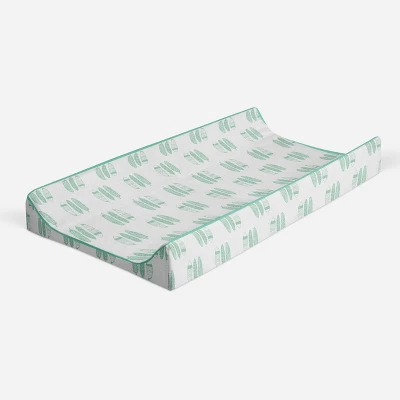 Bacati - Noah Mint Feathers Quilted Muslin Changing Pad Cover 8 Bacati - Noah Mint Feathers Quilted Muslin Changing Pad Cover - Image 6