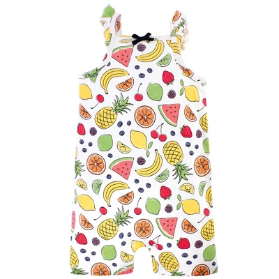 Touched By Nature Baby Girl Organic Cotton Rompers 3pk, Fruit 4 Touched By Nature Baby Girl Organic Cotton Rompers 3pk, Fruit - Image 2