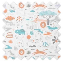 Bacati - Jungle Safari Boys Aqua/Orange 100 Percent Cotton Muslin Universal Baby US Standard Crib Or Toddler Bed Fitted Sheet -Baby Trend Store GUEST 3824caf5 63ee 4800 97a0 d71880dd202e