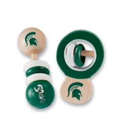Baby Fanatic Wood Rattle 2 Pack - NCAA Michigan State Spartans Baby Toy Set