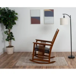 Gift Mark Mission Style Adult Rocking Chair With Brown Faux Leather Seat -Baby Trend Store GUEST 4c95303f 9243 4563 9586 8f363de850a2