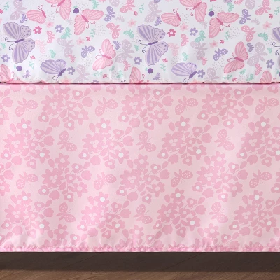 The Peanutshell Butterfly Song Crib Bedding Set For Baby Girls, 3-Piece Nursery Set In Pink|Purple 6 The Peanutshell Butterfly Song Crib Bedding Set For Baby Girls, 3-Piece Nursery Set In Pink|Purple - Image 4