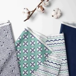 Bacati - Noah Mint/Navy Collapsible Laundry Hamper