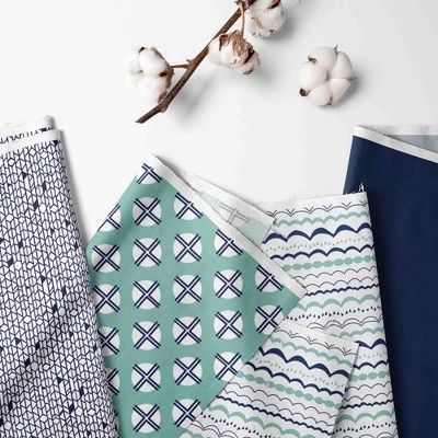 Bacati - Noah Mint/Navy Collapsible Laundry Hamper 3 Bacati - Noah Mint/Navy Collapsible Laundry Hamper