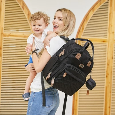 Dikaslon Diaper Bag Backpack With Portable Changing Pad, Pacifier Case And Stroller Straps 4 Dikaslon Diaper Bag Backpack With Portable Changing Pad, Pacifier Case And Stroller Straps - Image 2