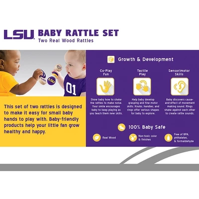Baby Fanatic Wood Rattle 2 Pack - NCAA LSU Tigers Baby Toy Set 4 Baby Fanatic Wood Rattle 2 Pack - NCAA LSU Tigers Baby Toy Set - Image 2
