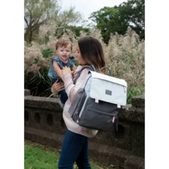 Eddie Bauer Cascade Backpack DIaper Bag - Gray/Pink -Baby Trend Store GUEST 6d3326f2 253d 4aad 8b5f b7ebf769cf1f