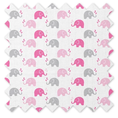 Bacati - Elephants Pink/Gray Muslin 100 Percent Cotton Universal Baby US Standard Crib Or Toddler Bed Fitted Sheet 6 Bacati - Elephants Pink/Gray Muslin 100 Percent Cotton Universal Baby US Standard Crib Or Toddler Bed Fitted Sheet - Image 4