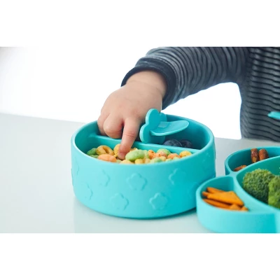 Grabease 4-Piece Stay-Put Table Set For Babies & Toddlers 6 Months & Up, Divided Bowl With Suction Bottoms Plus Self-Feeding Spoon & Fork 5 Grabease 4-Piece Stay-Put Table Set For Babies & Toddlers 6 Months & Up, Divided Bowl With Suction Bottoms Plus Self-Feeding Spoon & Fork - Image 3