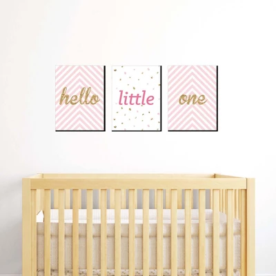 Big Dot Of Happiness Hello Little One - Pink And Gold - Baby Girl Nursery Wall Art & Kids Room Decor - Gift Ideas - 7.5 X 10 Inches - Set Of 3 Prints 3 Big Dot Of Happiness Hello Little One - Pink And Gold - Baby Girl Nursery Wall Art & Kids Room Decor - Gift Ideas - 7.5 X 10 Inches - Set Of 3 Prints