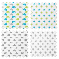 Bacati - Elephants Aqua/Lime/Gray Muslin Swaddling Blankets Set Of 4 -Baby Trend Store GUEST 81176c6b a7f0 4c46 a1ad 862889a47ce2