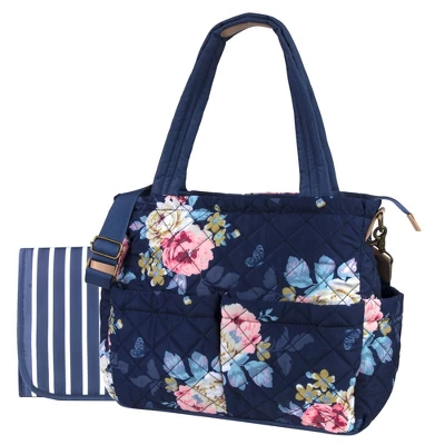 Baby Essentials Quilted Floral Tote 3 Baby Essentials Quilted Floral Tote