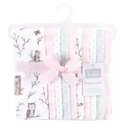 Hudson Baby Infant Girl Cotton Flannel Burp Cloths, Enchanted Forest, One Size