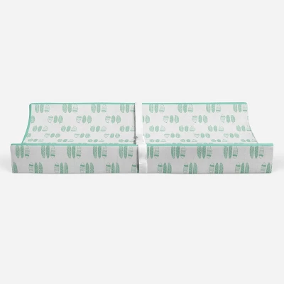 Bacati - Noah Mint Feathers Quilted Muslin Changing Pad Cover 7 Bacati - Noah Mint Feathers Quilted Muslin Changing Pad Cover - Image 5