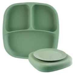 Re-Play Silicone Suction Divided Dining Plate With Lid - Sage -Baby Trend Store GUEST b30ce3dd 1af4 454a 95f3 73a5e3e49ac7