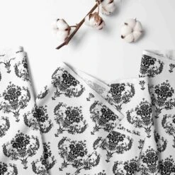 Bacati - Classic Damask Black Gray White 100 Percent Cotton Universal Baby US Standard Crib Or Toddler Bed Fitted Sheet
