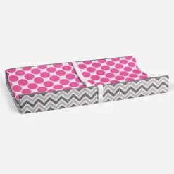 Bacati - Gray Zigzag Pink Dots Muslin Changing Pad Cover.... -Baby Trend Store GUEST bad0c5b2 7b8b 401c 8600 e983af846aee