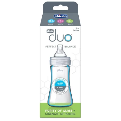 Chicco Duo Hybrid Baby Bottle With Invinci-Glass Inside/Plastic Outside With Slow Flow Anti-Colic Nipple 0 Months+ - Clear/Gray - 9oz 3 Chicco Duo Hybrid Baby Bottle With Invinci-Glass Inside/Plastic Outside With Slow Flow Anti-Colic Nipple 0 Months+ - Clear/Gray - 9oz