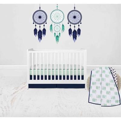 Bacati - Noah Muslin Mint Navy 4 Pc Crib Bedding Set With Sleeping Bag 3 Bacati - Noah Muslin Mint Navy 4 Pc Crib Bedding Set With Sleeping Bag