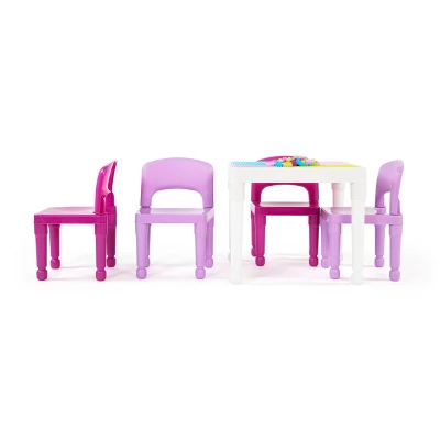 5pc 2 In 1 Square Plastic Activity Table And Chair Set Pink/Purple - Humble Crew 4 5pc 2 In 1 Square Plastic Activity Table And Chair Set Pink/Purple - Humble Crew - Image 2