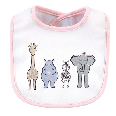 Hudson Baby Infant Girl Cotton Bibs 5pk, Pink Safari, One Size 7 Hudson Baby Infant Girl Cotton Bibs 5pk, Pink Safari, One Size - Image 5