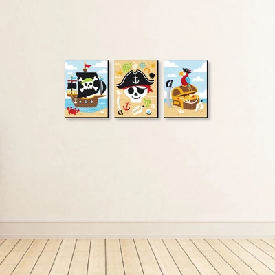 Big Dot Of Happiness Pirate Ship Adventures - Nautical Skull And Treasure Chest Nursery Wall Art And Kids Room Decor - 7.5 X 10 Inches Set Of 3 Prints 4 Big Dot Of Happiness Pirate Ship Adventures - Nautical Skull And Treasure Chest Nursery Wall Art And Kids Room Decor - 7.5 X 10 Inches Set Of 3 Prints - Image 2