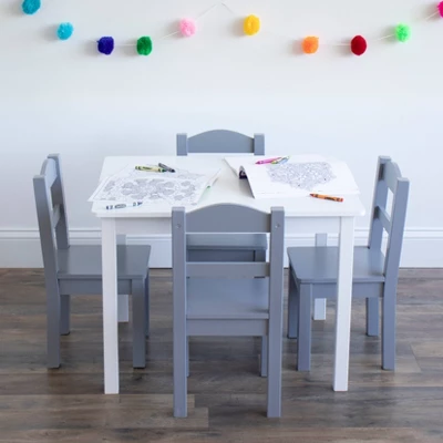 5pc Kids' Wood Table And Chair Set White/Gray - Humble Crew 8 5pc Kids' Wood Table And Chair Set White/Gray - Humble Crew - Image 6