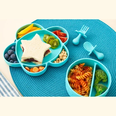 Grabease 4-Piece Stay-Put Table Set For Babies & Toddlers 6 Months & Up, Divided Bowl With Suction Bottoms Plus Self-Feeding Spoon & Fork 3 Grabease 4-Piece Stay-Put Table Set For Babies & Toddlers 6 Months & Up, Divided Bowl With Suction Bottoms Plus Self-Feeding Spoon & Fork