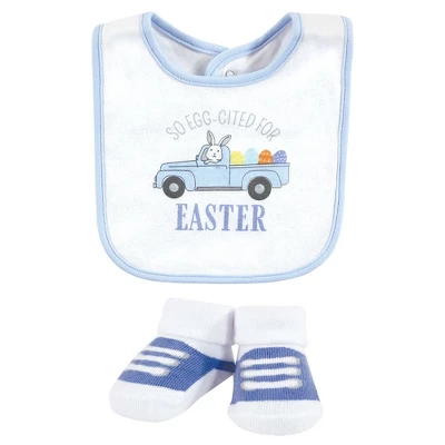 Hudson Baby Infant Boy Cotton Bib And Sock Set, Easter Truck, 0-9 Months 4 Hudson Baby Infant Boy Cotton Bib And Sock Set, Easter Truck, 0-9 Months - Image 2