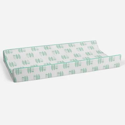 Bacati - Noah Mint Feathers Quilted Muslin Changing Pad Cover 4 Bacati - Noah Mint Feathers Quilted Muslin Changing Pad Cover - Image 2