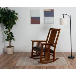 Gift Mark Mission Style Adult Rocking Chair With Brown Faux Leather Seat -Baby Trend Store GUEST fabbe03c 166a 444d 92fc 0ef7be850a0b