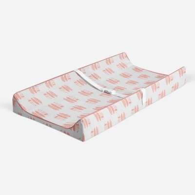 Bacati - Olivia Coral Feathers Quilted Muslin Changing Pad Cover 3 Bacati - Olivia Coral Feathers Quilted Muslin Changing Pad Cover